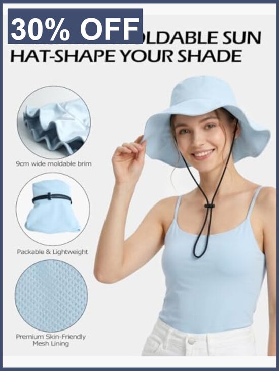 Large Cooling Sun Hat, Adjustable Bucket Hat, UPF 50+ Wide Brim
